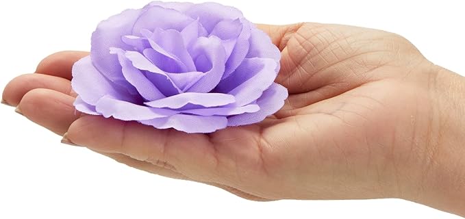 Bright Creations Silk Foam Roses - 50 Stemless 3in Light Purple Heads - Realistic Blooms for Wedding Decor & DIY Crafts - Bulk Artificial Roses Light Purple Flowers