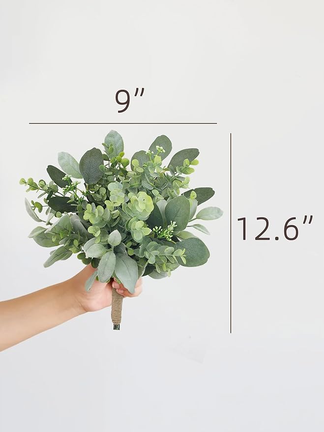 Rinlong Eucalyptus Bridesmaids Bouquet Artificial Greenery Wedding Bouquets for Bridesmaid Wedding Prom Bouquet Homecoming