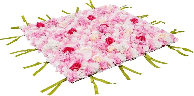 CNCEST Artificial Flower Wall Panels, Flower Wall Mat Silk Rose Flower Panels, Artificial Flower Wall Background (Type 3)