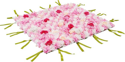 CNCEST Artificial Flower Wall Panels, Flower Wall Mat Silk Rose Flower Panels, Artificial Flower Wall Background (Type 3)