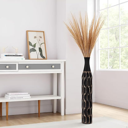 27.5" Vase - Black Vases for Home Decor, Tall Cylinder Slim Neck Floor Vase for Modern Rustic Home Decor for Living Room, Wedding, Office, Resin Tall Vases