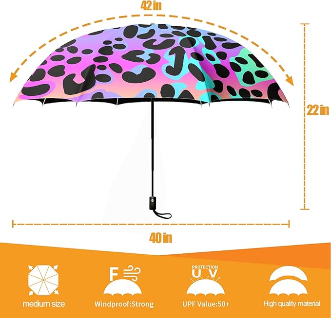 Small Compact Travel Automatic Folding Umbrella for Women, Portable Lightweight, Rain, Wind, UV Sun Shade