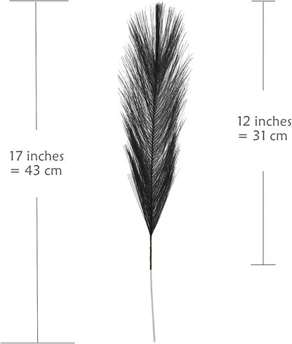 Artificial Pampas Grass Plants Fake Reeds Decoration Set of 28 Stems 17” Faux Florals Bulrush Fluffy Beige Branches for Boho Home Wedding Party Vase Fillers Christmas DIY Feathers Décor Black 28 Pcs