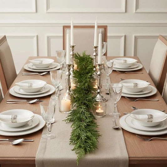 2 PCS 6FT Artificial Christmas Garland with Real Touch Norfolk Pine Garland - Lush Holiday Greenery for Mantle, Stairs, Table, Indoor Outdoor Decor