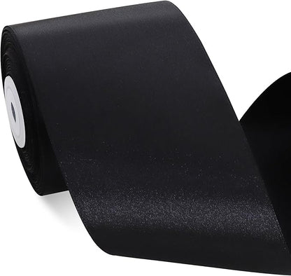 TONIFUL Black Satin Ribbon 3 Inch X 25yds Solid Silk Ribbons for Gift Wrapping, Craft, Floral Bouquets, Valentine's Day Christmas Gift Wrapping, Party Wedding Decoration,Halloween