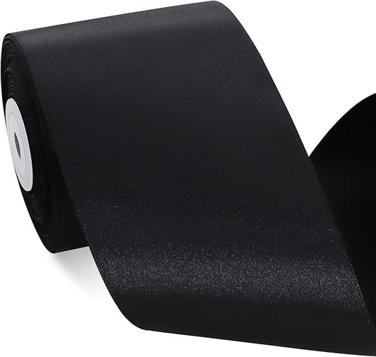 TONIFUL Black Satin Ribbon 3 Inch X 25yds Solid Silk Ribbons for Gift Wrapping, Craft, Floral Bouquets, Valentine's Day Christmas Gift Wrapping, Party Wedding Decoration,Halloween
