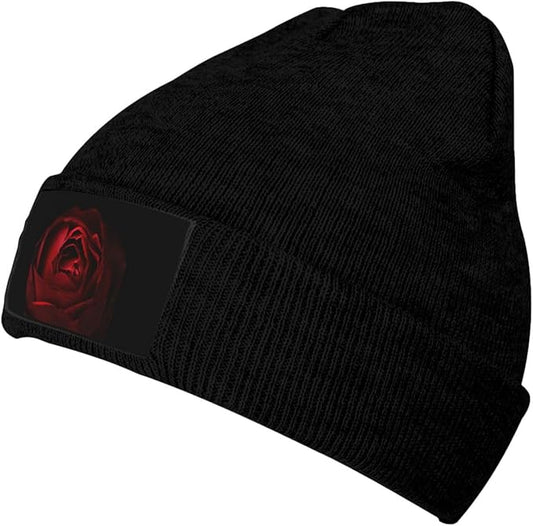 Cute Rose Beanie Hat Rose Beanie Cap Rose Flower Knitted Beanies Flower Knit Hats Winter Hat for Women Men