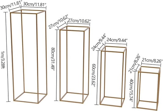 4PC Flower Stand for Wedding Metal Cylinder Stands for Party Rectangular Gold Centerpieces Flower Vase Gold Columns for Weddings Flower Plant Stand Decoration 15.74"/23.62"/31.49"/39.37"
