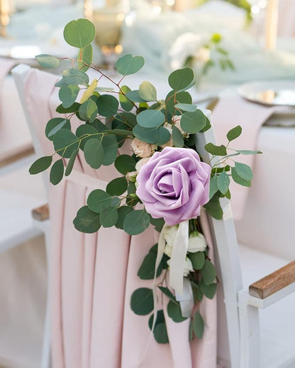 JOYLEX Artificial Flowers Realistic Roses, 100pcs Real Looking Fake Roses with Stem for DIY Wedding Bouquets Centerpieces Bridal Shower Party Home Romantic Decorations (Light Purple)