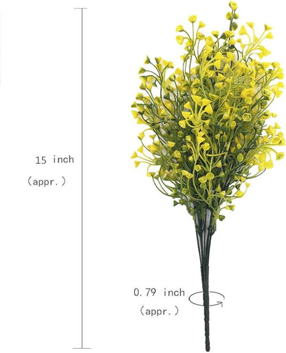 PASYOU Artificial Plants, Fake Bell Grass Flowers Plastic Greenery Lifelike Patio Yard Corridor Indoor Outdoor Home Garden Balcony Party Pot Planter Filler Table Arrangement Decoration Yellow 8 pcs