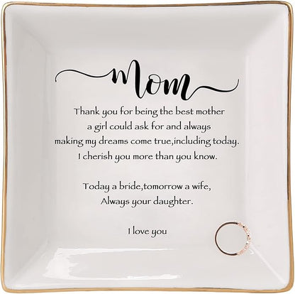 HOME SMILE Ceramic Ring Dish Jewelry Tray for Mom Sister Friends