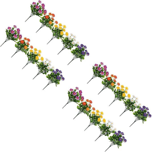 LOGOFUN 20pcs Artificial Chrysanthemum Daisy Bouquet Faux Plastic Flowers for Home Garden Decor