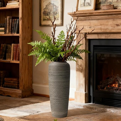 Vintage Ceramic Floor Vase – 19.7 Inch Distressed Glazed Oversized Floor Urn, Rustic Country Decor for Entryway, Living Room & Corner