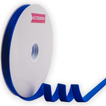 Royal Blue Velvet Ribbon Single Side,5/8 Inch X 25Yards Spool