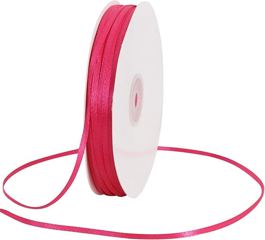 TONIFUL 1/8 Inch x 200 Yards Hotpink Thin Solid Satin Ribbon Giant Spool Double Face Ribbons for Crafts Hanging Tags Invitation Card Balloons Bouquet Hair Gift Wrapping Party Decoration