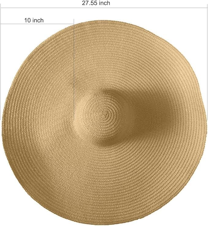 Oversized Beach Straw Hats for Women Extra Large Wide Brim Beach Hat Foldable Roll up Floppy Sun Hat