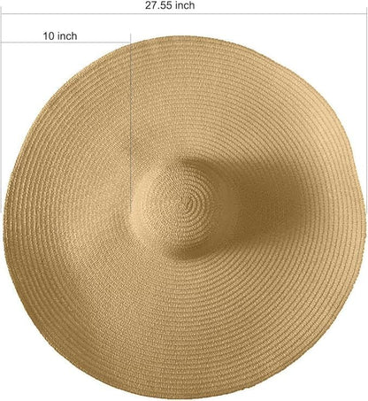Oversized Beach Straw Hats for Women Extra Large Wide Brim Beach Hat Foldable Roll up Floppy Sun Hat