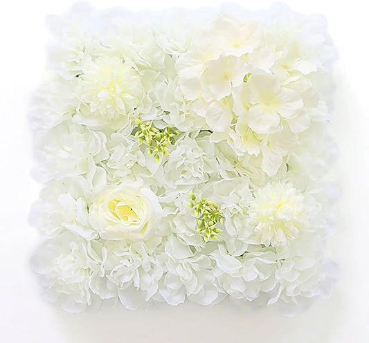 Flower Wall Backdrop, 12PCS 10.6"-15.7" Artificial Flower Wall Panel with Various Styles, 3D Floral Wall Decor for Wedding Photo Background Festive Party Home Decoration (G-C001, 10.6*10.6in)