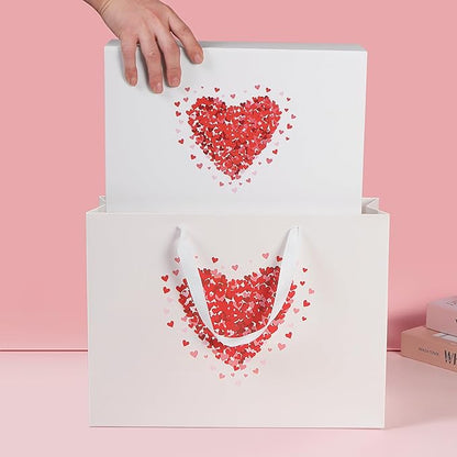 Large Gift Box with Lids 13.5x9x4.1 Inches, White Gift Box with Bag, Bridesmaid Proposal Box with Magnetic Closure for Mother's Day (Matte White)