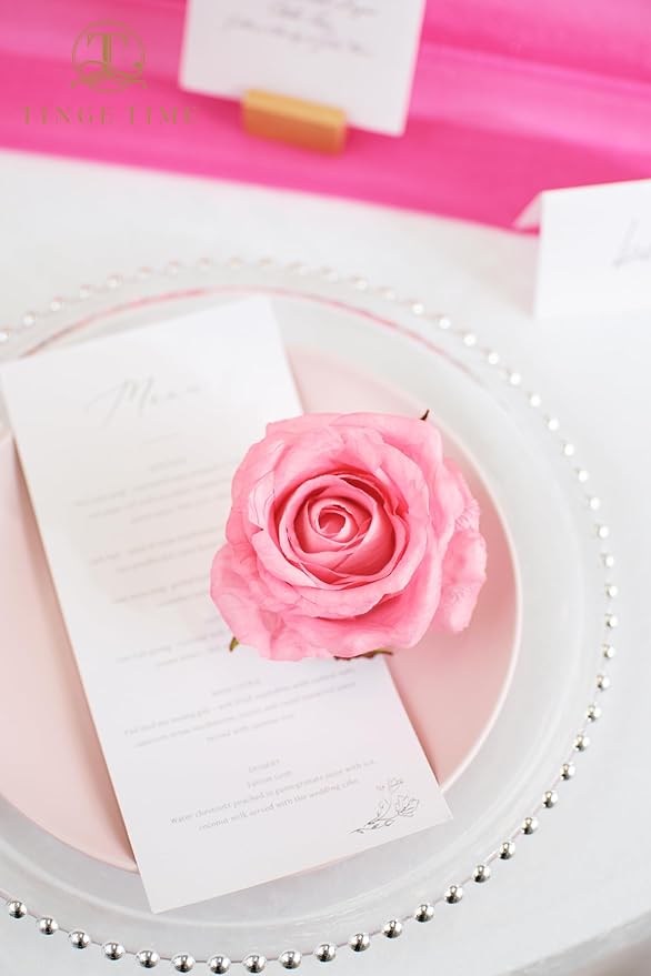 TINGE TIME Artificial Flowers Hot Pink Flower Combo for DIY Wedding Bouquets Table Centerpieces Arrangements Party Baby Shower Home Decoration Valentine's Day