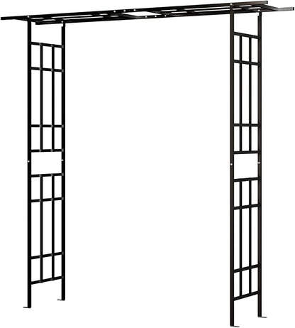 Metal Garden Arch, Assembly Garden Arbor,Adjustable Width W42.52''~W78.15'',Trellis Climbing Plants Support, Rose Outdoor Arch,Wedding Arch Party Events Archway (Black, Adjustable)