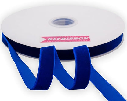 Royal Blue Velvet Ribbon Single Side,5/8 Inch X 25Yards Spool