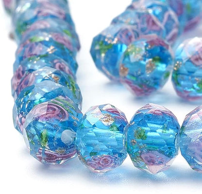 PH PandaHall 45pcs 9~12mm Gold Sand Lampwork Beads Glass Handmade Round Loose Beads for Rosary Making Jewelry Craft Making with 2mm Hole - Dodger Blue