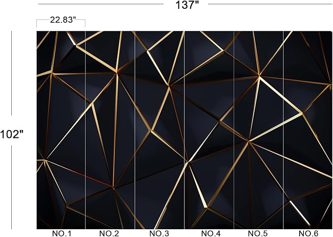 Eierme-Polygonal Pattern Luxury Dark Blue with Gold Abstract Background Peel and Stick 137" x 102"