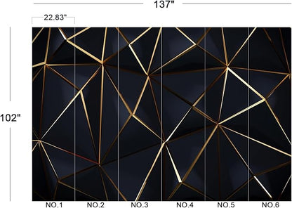 Eierme-Polygonal Pattern Luxury Dark Blue with Gold Abstract Background Peel and Stick 137" x 102"