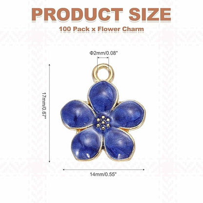 MECCANIXITY Enamel Charm Cherry Blossom Alloy Cute Small Flower Charm Gold Plated Pendant for Jewelry Making