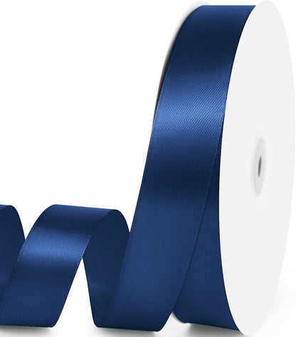 1" x 100 Yards Satin Ribbon - Navy Blue Silk Ribbon with Spool - Ideal for Gift Wrapping, Floral Bouquets, Crafts, Wedding Party Decorations, Christmas and Sewing Projects