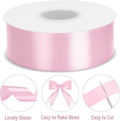 KINGLAKE Pink Satin Ribbon - 1 1/2'' x 100 Yards Polyester Pink Ribbon for Gift Wrapping Valentines Day Wedding Party Decoration DIY Crafts Floral Bouquets and Wreath Bows