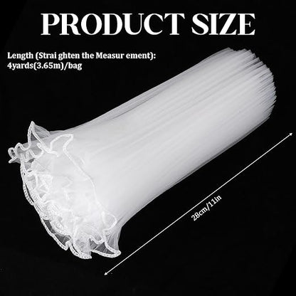Trinkrittey White Flower Wrapping Mesh Paper Bouquet Floral Packaging Paper Wrinkle Wrapping Paper for Valentine's Day Mother's Day 4 Yards