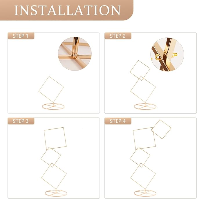 Gold Arch Backdrop Stand 5.8Ft Wedding Square Backdrop Stand, 4 Tier Floral Balloon Arch Stand for Wedding Centerpiece Baby Shower Birthday Ceremony Background Decoration