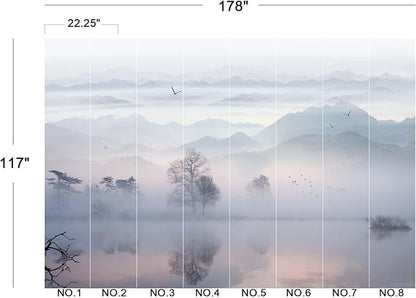 Misty Mountain Forest Wall Mural Wallpaper for Bedroom 178" x 117"