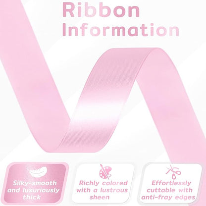 60 Yards Pink Satin Ribbon 7/8 Inch, Solid Polyester Fabric Ribbon for Gift Wrapping, Crafts, Flower Bouquet, Wedding, Baby Shower, Festival, Christmas, Halloween
