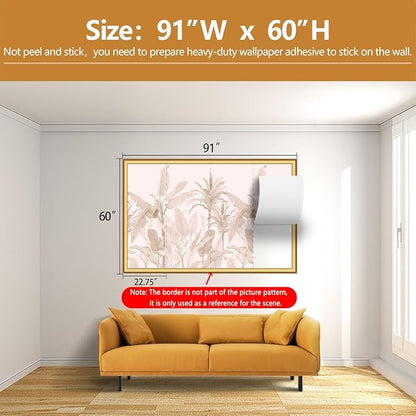 Tropical Botanical Wallpaper Beige Palm Leaves Wall Mural for Living Room Bedroom（Not Peel and Stick）