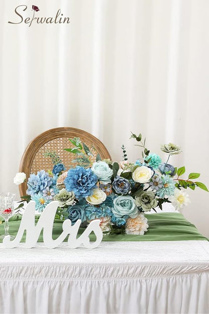 Serwalin Artificial Flowers Blue Silk Fake Flowers Cake Flowers for DIY Wedding Bouquets Bridal Shower Centerpieces Floral Arrangements Party Home Decorations