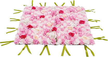 CNCEST Artificial Flower Wall Panels, Flower Wall Mat Silk Rose Flower Panels, Artificial Flower Wall Background (Type 2)