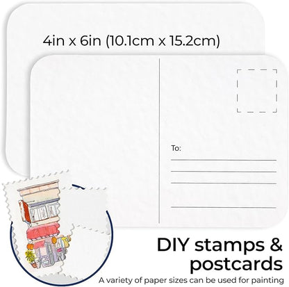 Funto Blank Watercolor Paper Postcards, 100% Cotton, 28 Cards+2 Watercolor Stamps, 4x6, 140lb/300gsm, Acid-Free Heavyweight for Thanks