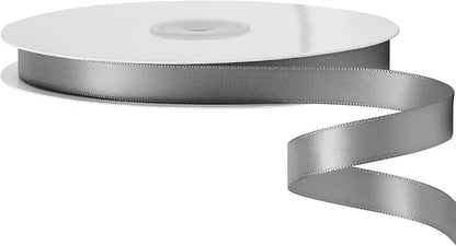 LIUYAXI Silver Stain Ribbon, 1/2" X Continuous 50 Yards, Double Faced Fabric Ribbon Perfect for Gift Wrapping Wedding Christmas Birthday Floral Arrangement Craft