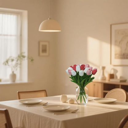 20pcs Fake Tulips Artificial Flowers Faux Flowers PU Faux tulips 13.5 Inch Mother's Day Easter Valentine’S Day Gifts in Home Kitchen Spring Decorations For Home(Multicolor-2)