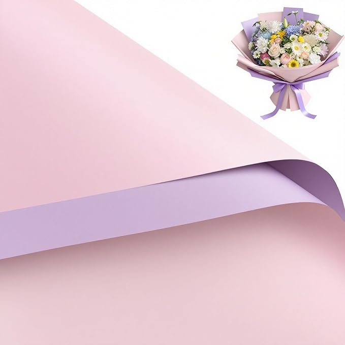 WRAPAHOLIC 20 Sheets Flower Wrapping Paper - 22.4 x 22.4 inch Lilac Purple Color Water-Resistant Floral Bouquet Wrapping Paper, Florist Supplies Packaging for Wedding Birthday Gift DIY
