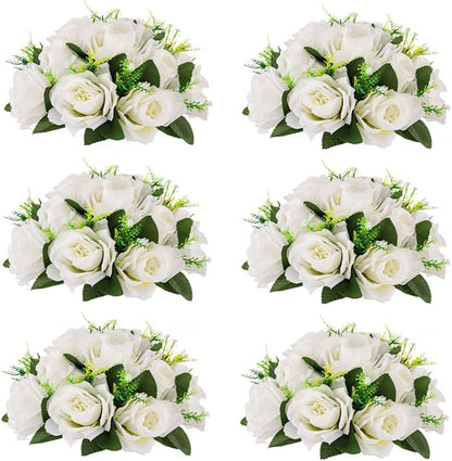 Flower Centerpieces for Wedding Tables: Wedding Table Decorations White Flower Balls Centerpieces for Engagement Cerebration Party Center Pieces 6 Packs