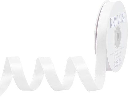 White Satin Ribbon, Double Faced 1/2 Inch X 25 Yards White Ribbon, Premium Satin Ribbon for Gift Wrapping, Crafts, Hair Bow Making, Sewing, Flower Bouquet, Wedding Party Decor