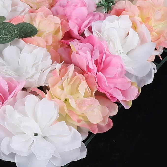 12 Pcs Artificial Flower Wall Panels 60x40cm Silk Hydrangea Wall Panel Flowers, Rose Wall Panel Artificial Flowers Wall Decor 3D Flower Wall Panel Silk Flowers