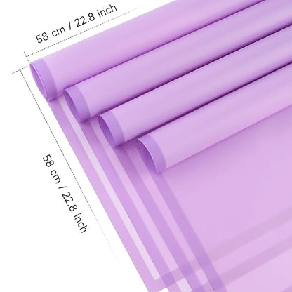 20 Sheets Purple Flower Wrapping Paper, Waterproof Floral Wrap Purple Edge Bouquet Wrapping Paper Florist Supplies (22.8 x 22.8 inch)