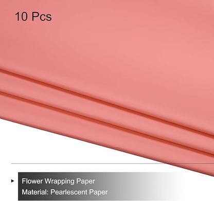 MECCANIXITY Pearlescent Film Flower Wrapping Paper 22.8x22.8 Inch Waterproof for DIY Crafts, Gift/Gift Box Packaging Watermelon Red Pack of 10