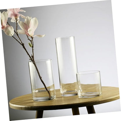 STOBAZA Transparent Glass Cylinder Flower Vase for Indoor Decoration Floral Arrangement Container Elegant Centerpieces for Home Wedding Table Display