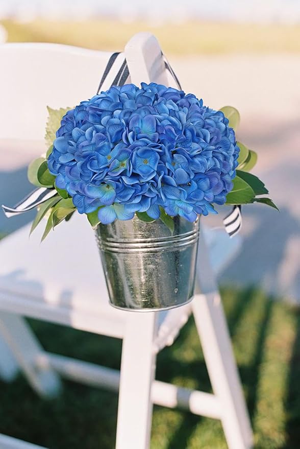 Hollyone 6 Pcs Blue Hydrangea Artificial Flowers Heads with Stems Silk Faux Hydrangea Navy Blue Fake Flowers for Home Indoor Outdoor DIY Floral Wedding Flower Bouquets Kitchen Table Centerpiece Decor
